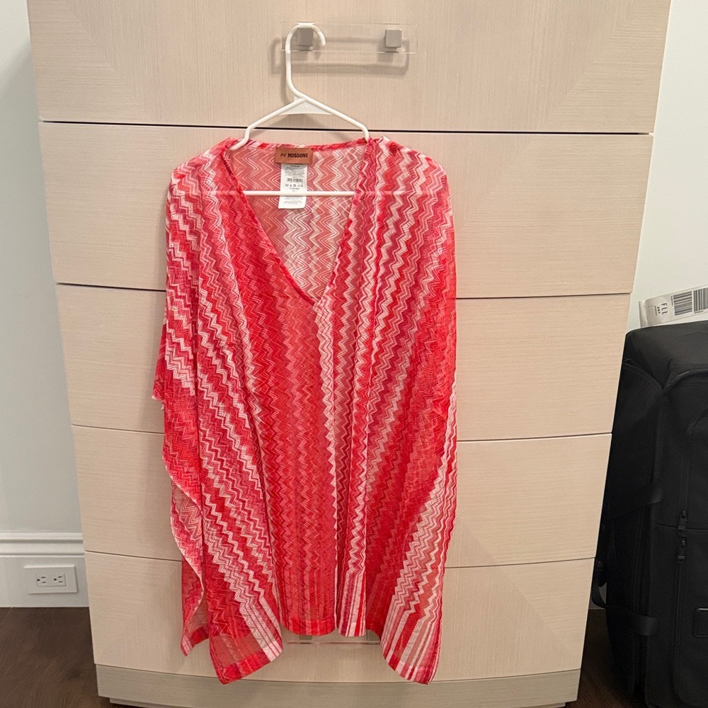 Missoni Red and White Chevron beach dress small $800